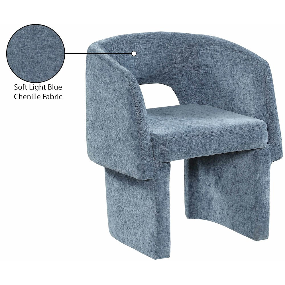 Emmet Light Blue Chenille Fabric Dining Chair / Accent Chair