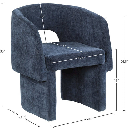 Emmet Navy Chenille Fabric Dining Chair / Accent Chair