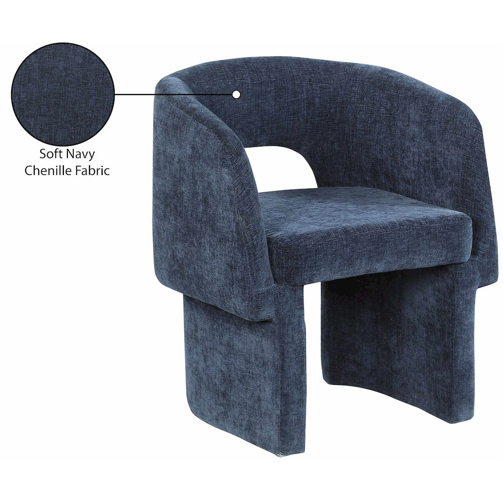 Emmet Navy Chenille Fabric Dining Chair / Accent Chair