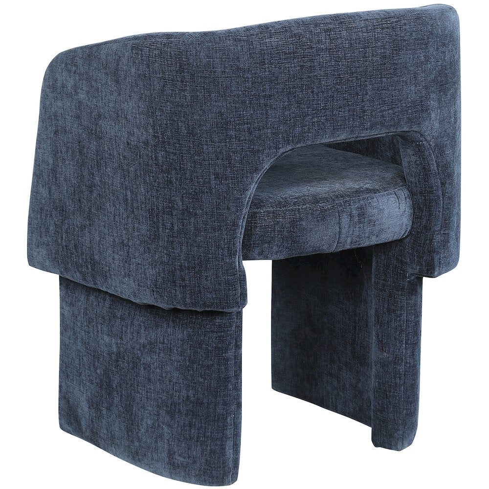 Emmet Navy Chenille Fabric Dining Chair / Accent Chair
