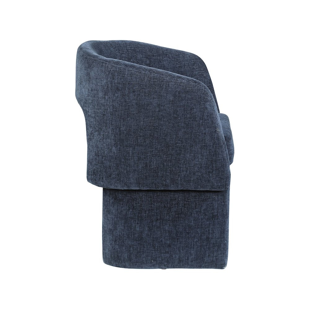 Emmet Navy Chenille Fabric Dining Chair / Accent Chair