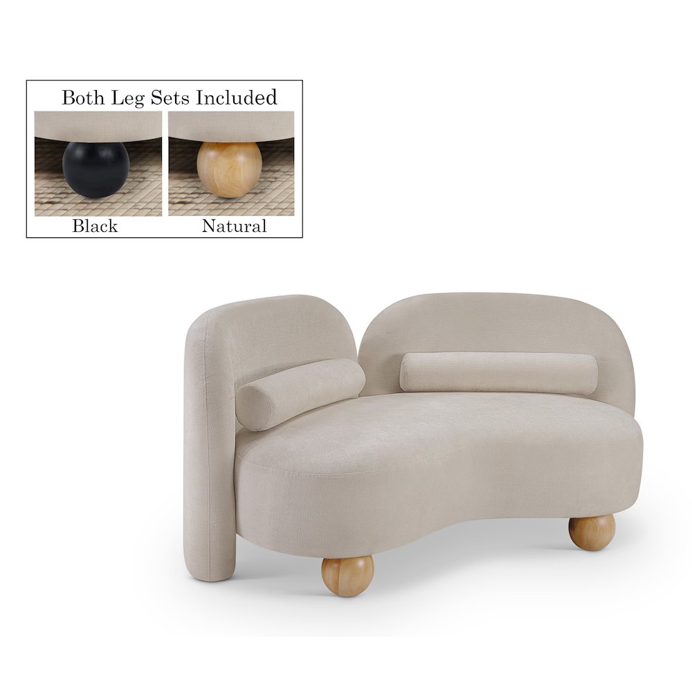 Daphne Beige Chenille Fabric Loveseat