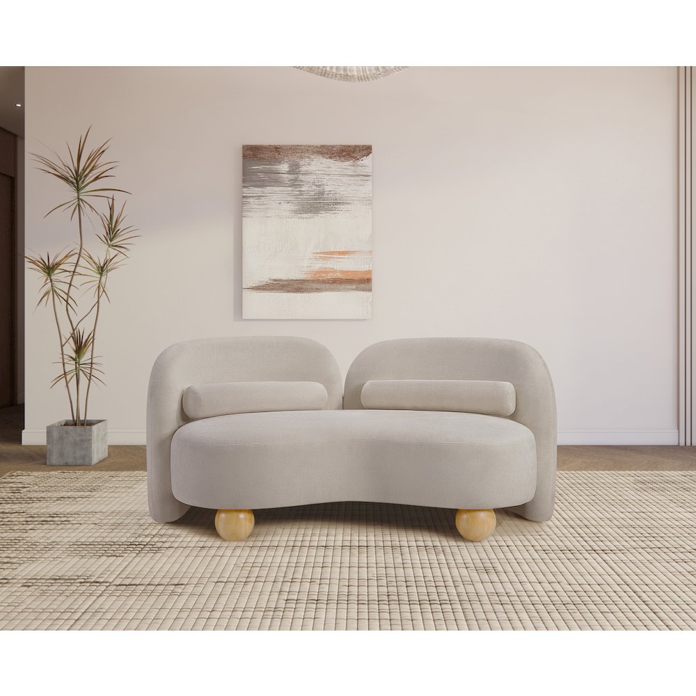 Daphne Beige Chenille Fabric Loveseat