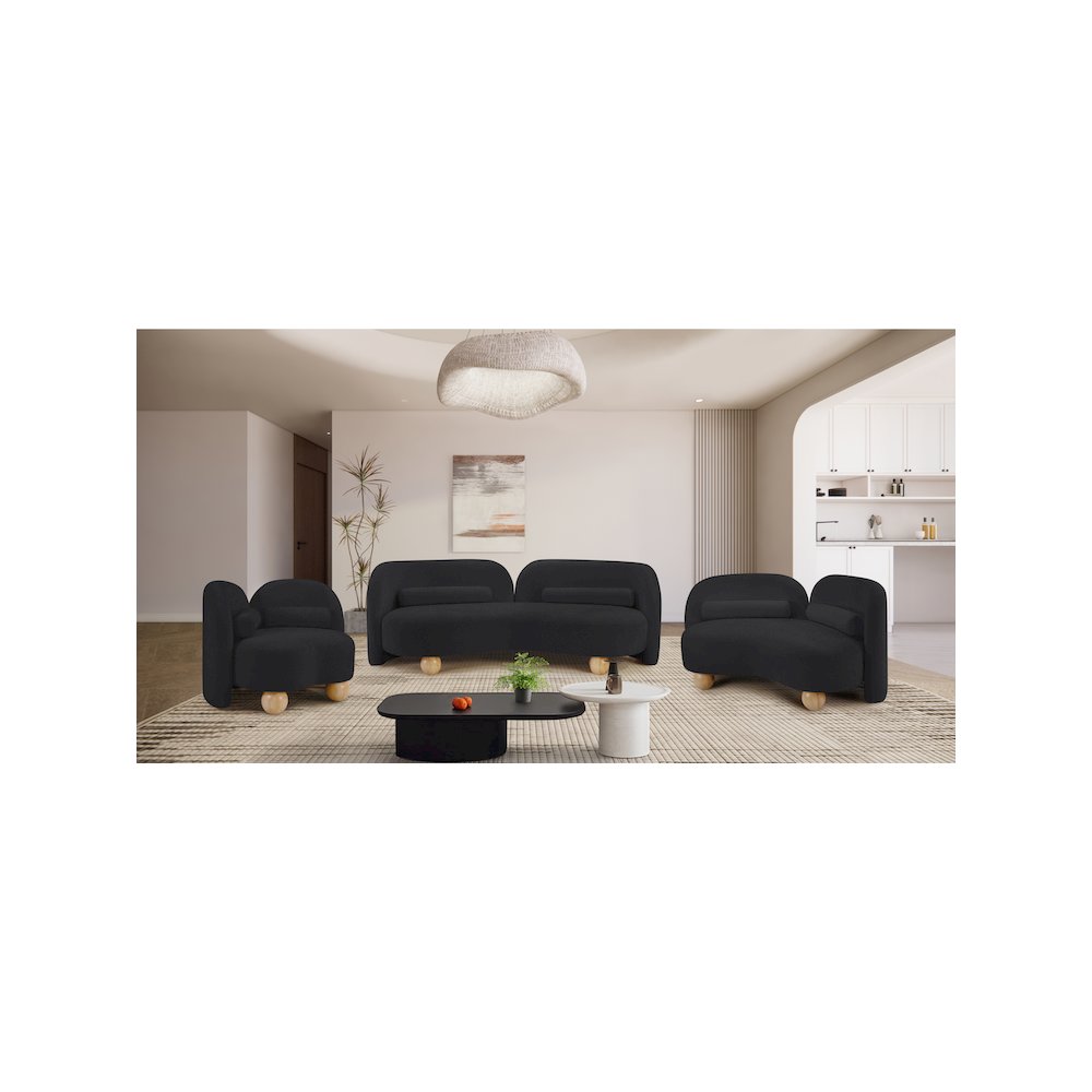 Daphne Black Chenille Fabric Chair