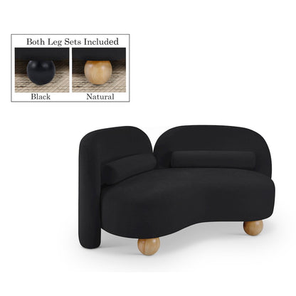 Daphne Black Chenille Fabric Loveseat