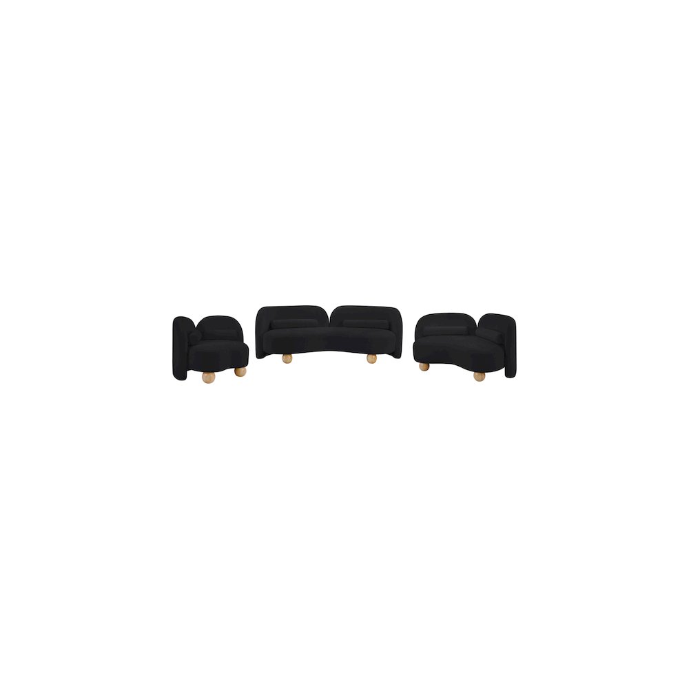 Daphne Black Chenille Fabric Loveseat