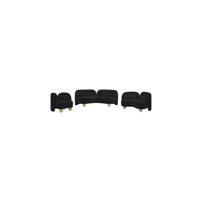 Daphne Black Chenille Fabric Loveseat