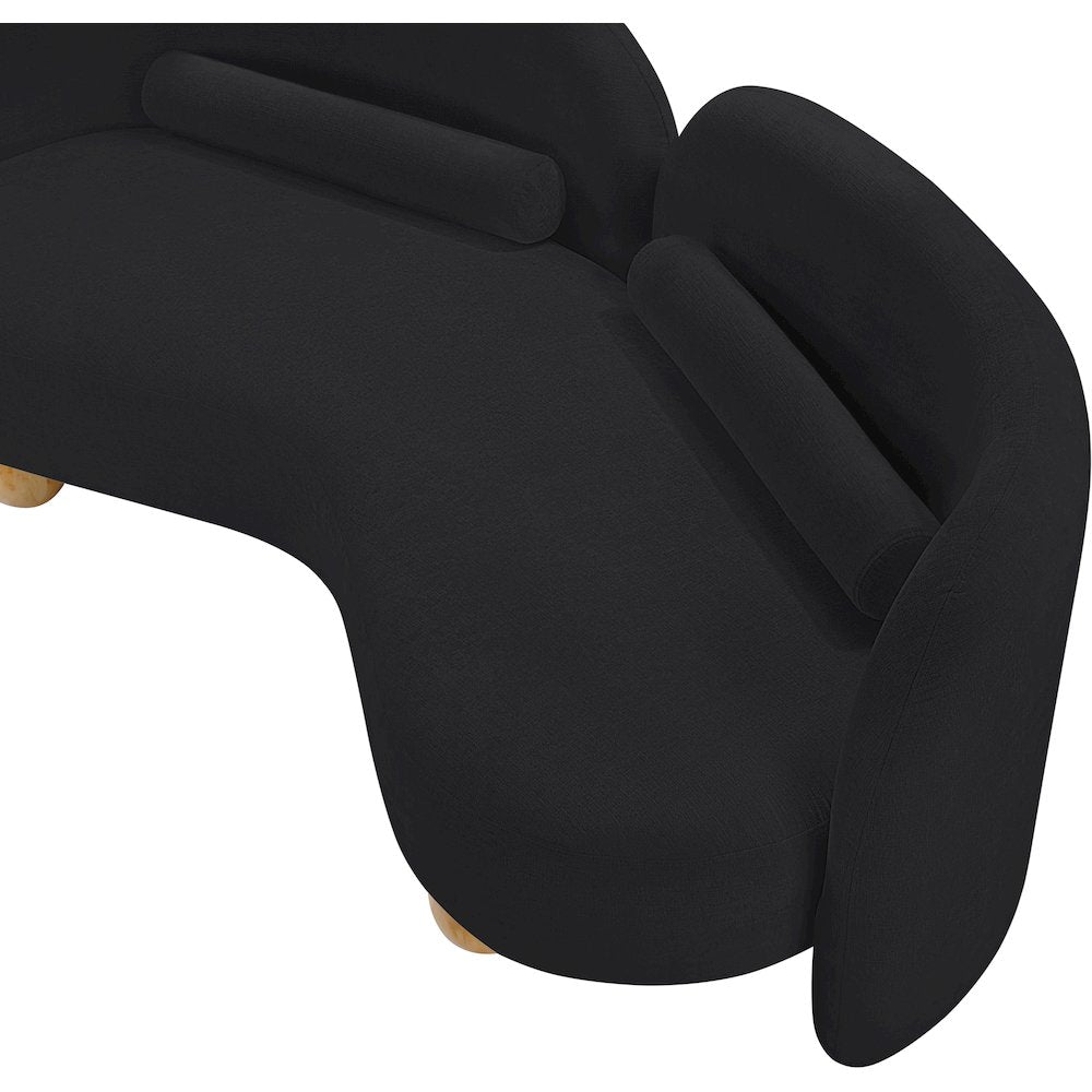 Daphne Black Chenille Fabric Loveseat