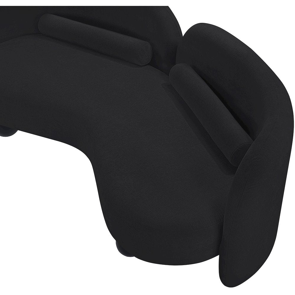 Daphne Black Chenille Fabric Loveseat