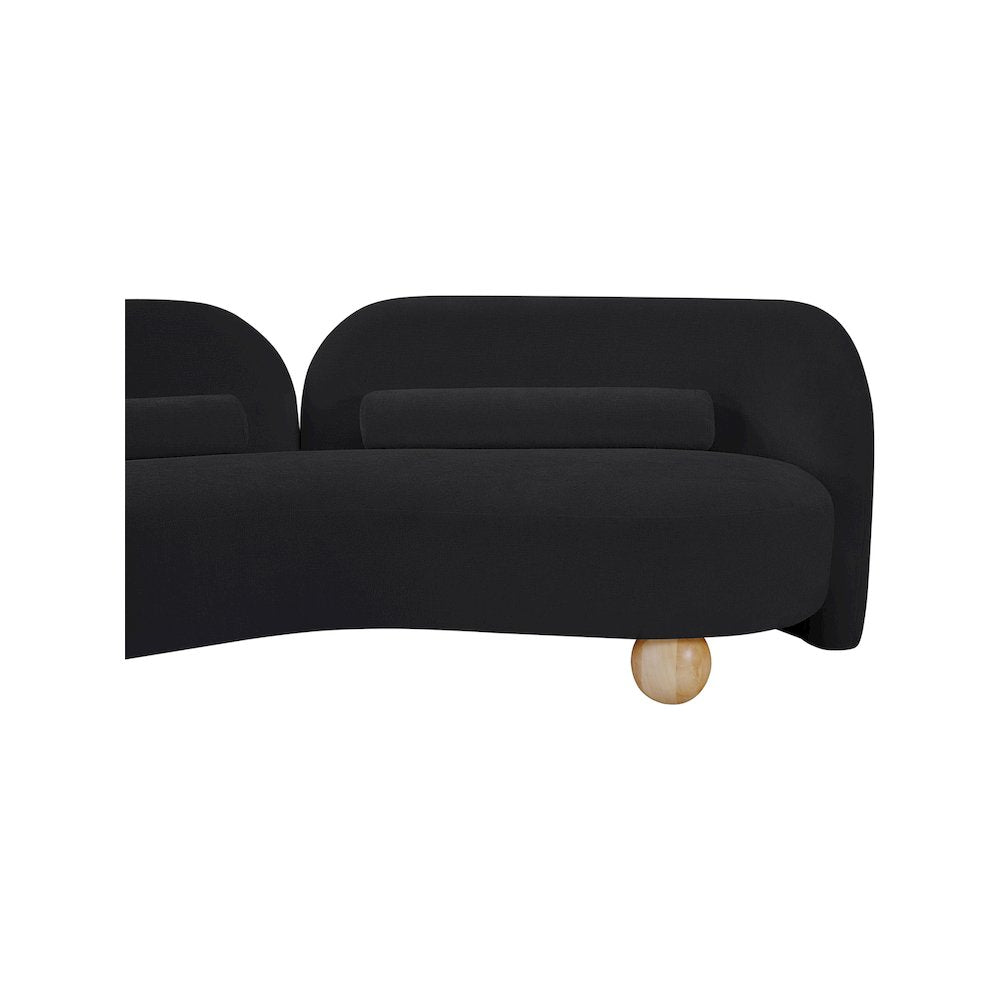 Daphne Black Chenille Fabric Loveseat