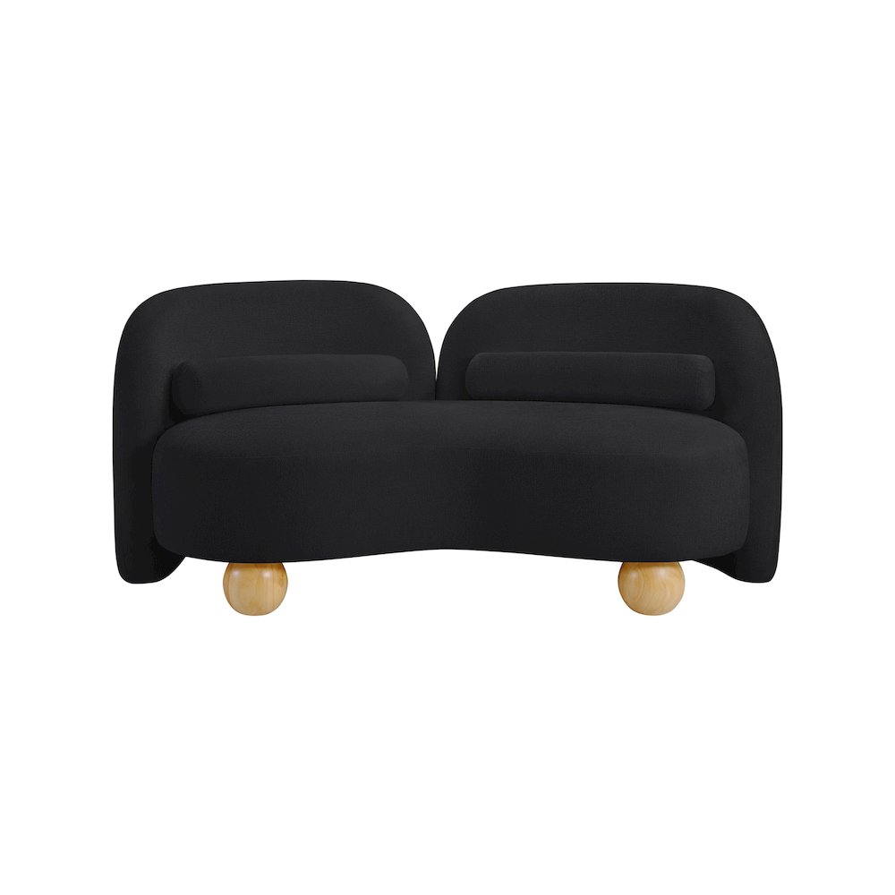Daphne Black Chenille Fabric Loveseat