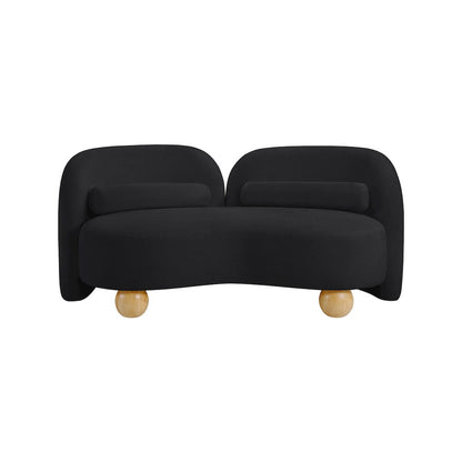 Daphne Black Chenille Fabric Loveseat