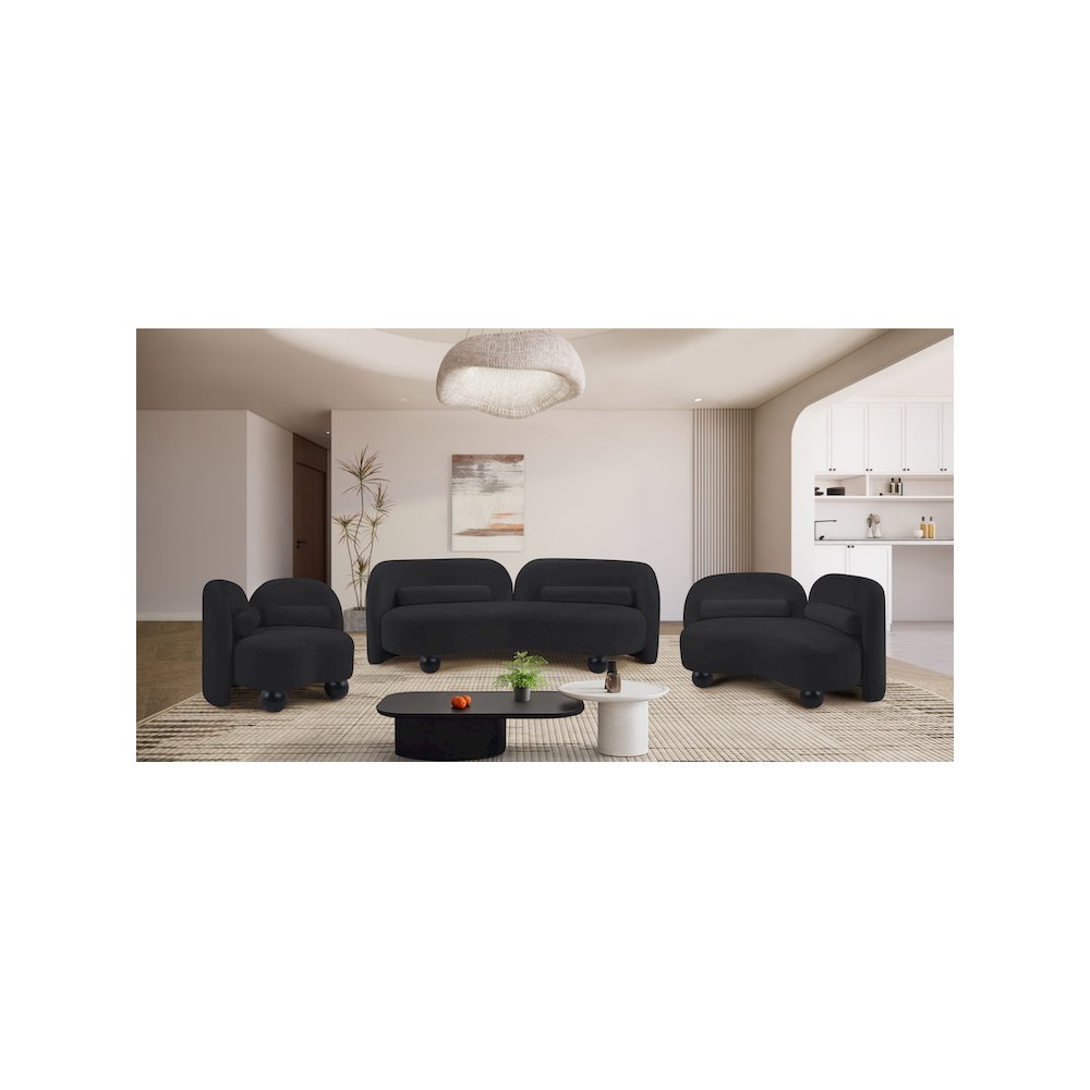 Daphne Black Chenille Fabric Sofa