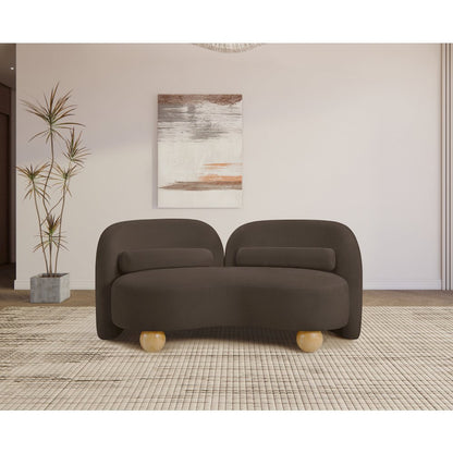 Daphne Brown Chenille Fabric Loveseat