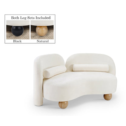 Daphne Cream Chenille Fabric Loveseat