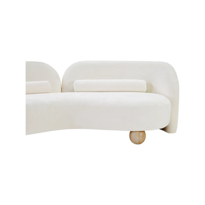 Daphne Cream Chenille Fabric Loveseat