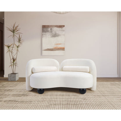 Daphne Cream Chenille Fabric Loveseat