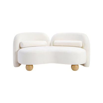 Daphne Cream Chenille Fabric Loveseat