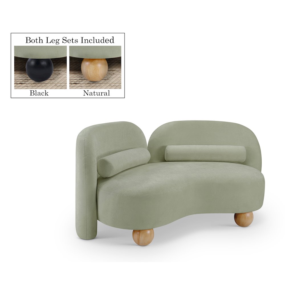 Daphne Mint Chenille Fabric Loveseat