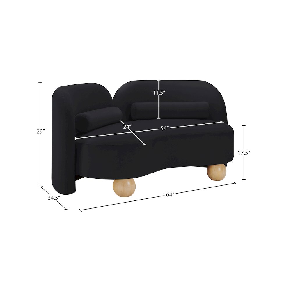 Daphne Black Velvet Loveseat