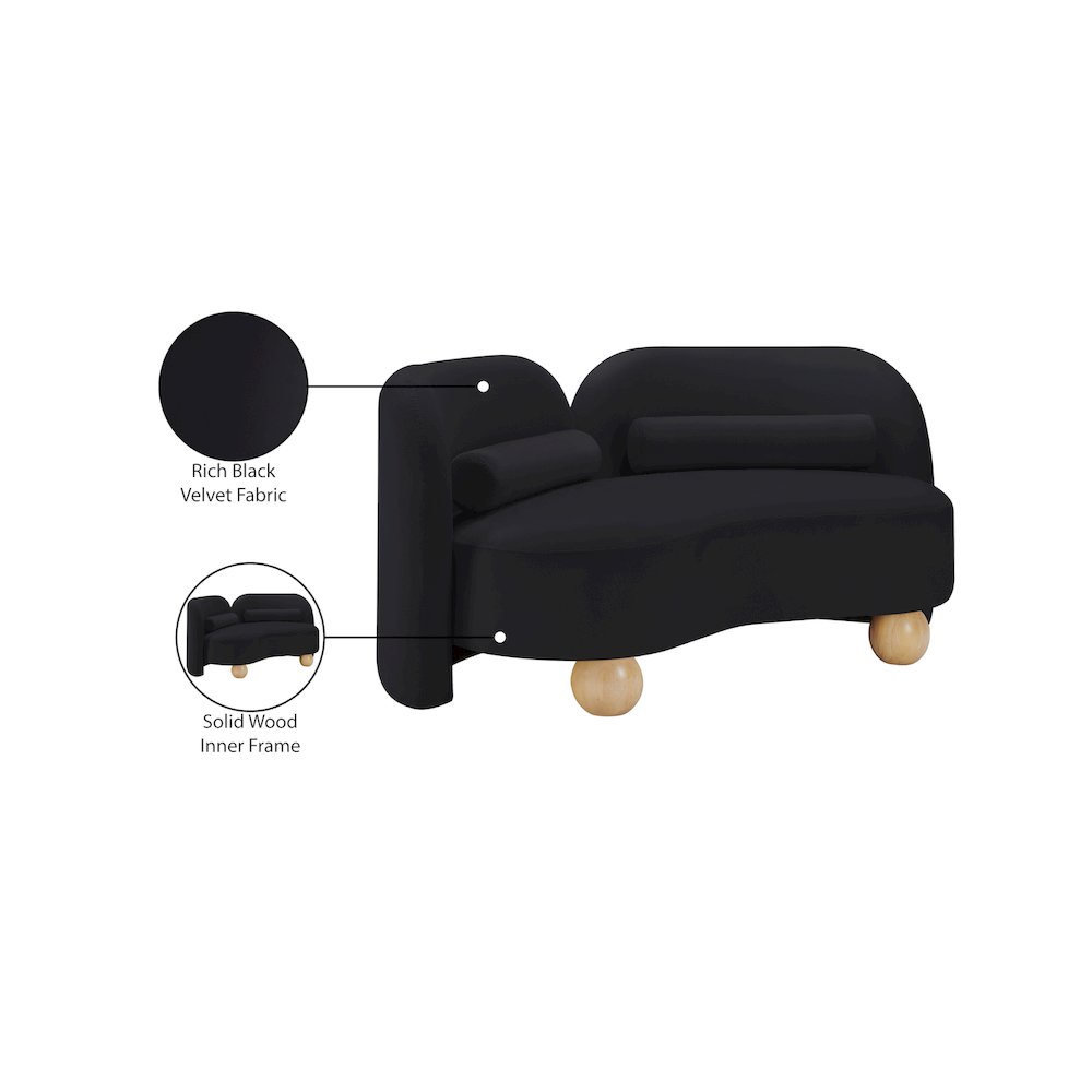 Daphne Black Velvet Loveseat