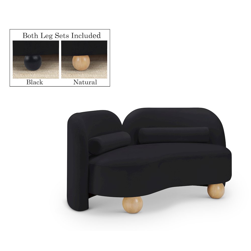 Daphne Black Velvet Loveseat