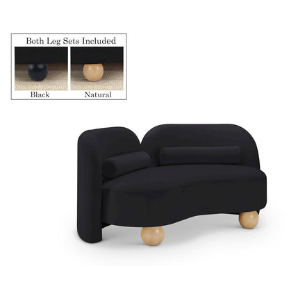 Daphne Black Velvet Loveseat