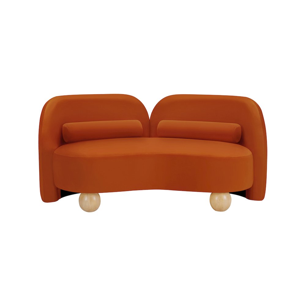 Daphne Cognac Velvet Loveseat