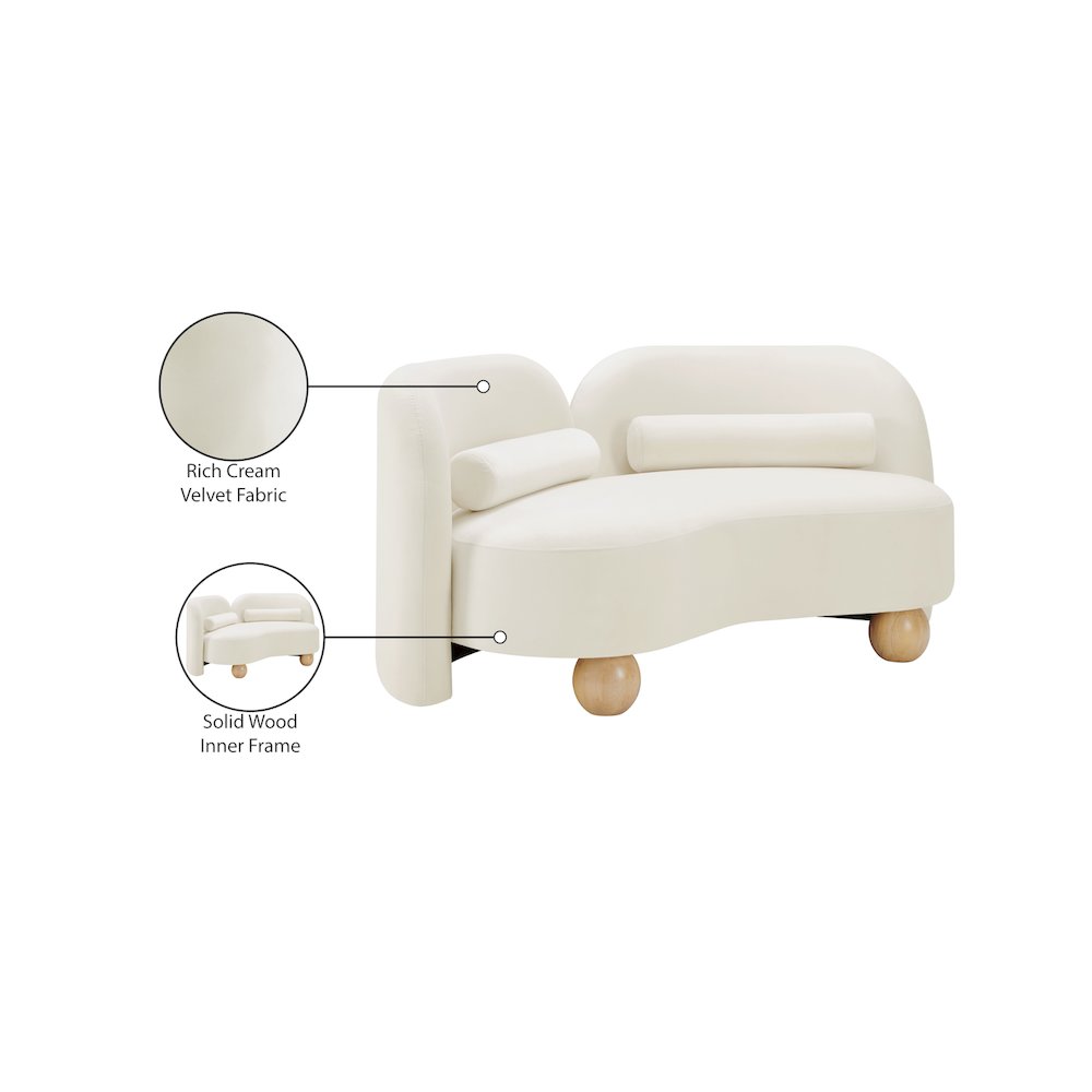 Daphne Cream Velvet Loveseat
