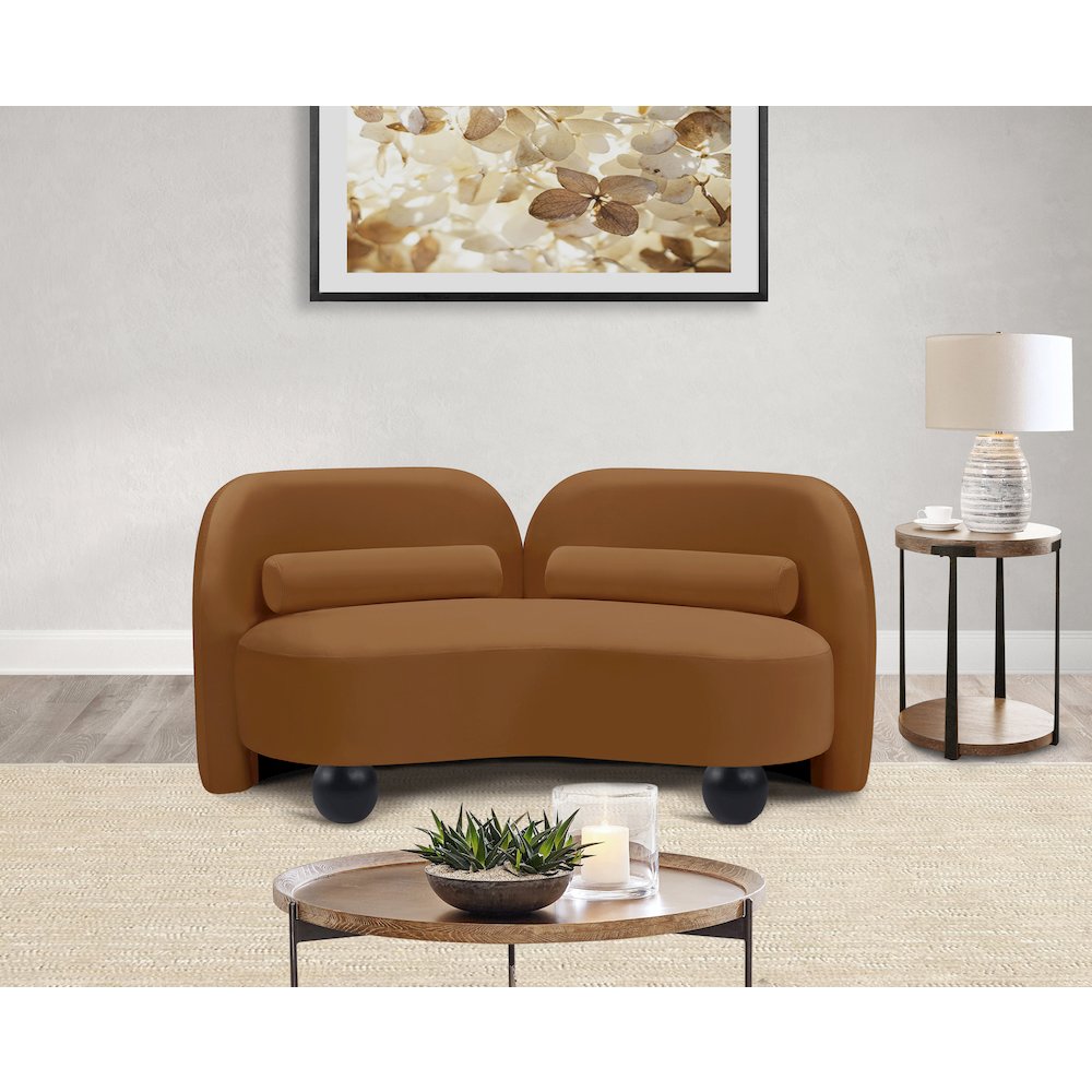 Daphne Saddle Velvet Loveseat