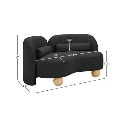 Daphne Black Boucle Fabric Loveseat