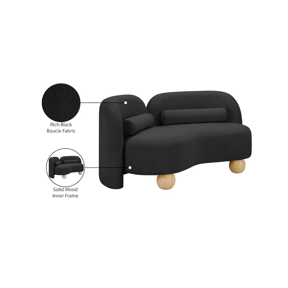 Daphne Black Boucle Fabric Loveseat