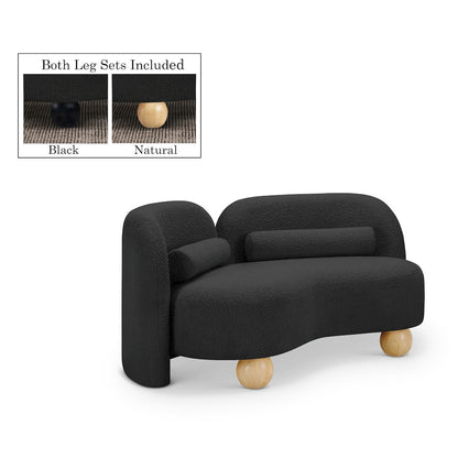 Daphne Black Boucle Fabric Loveseat