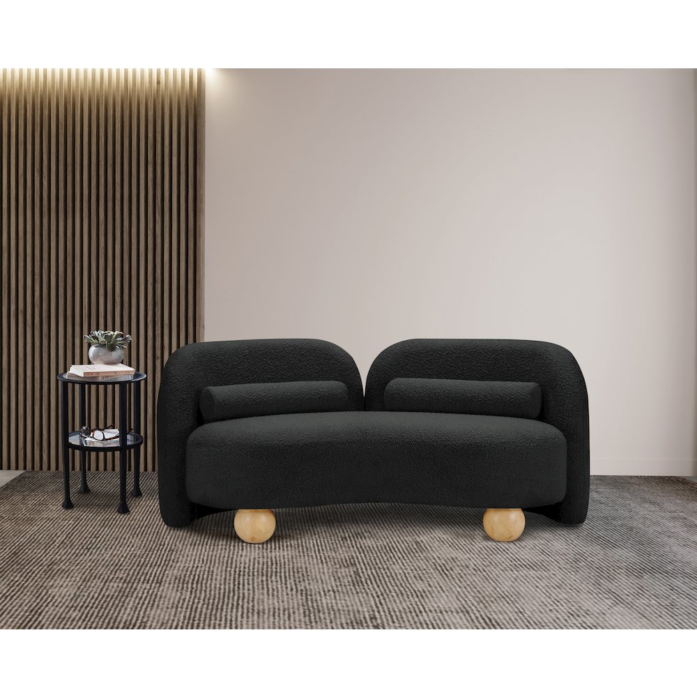 Daphne Black Boucle Fabric Loveseat