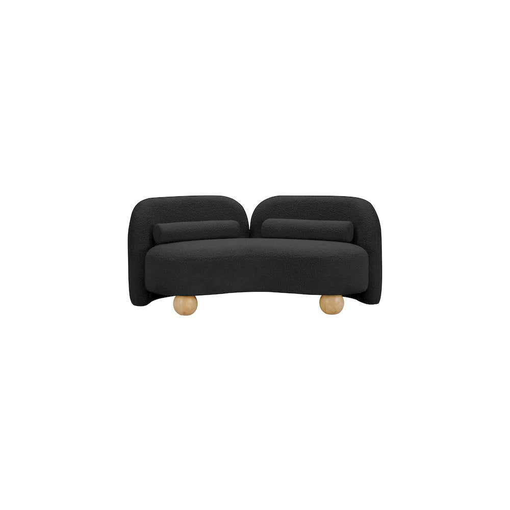 Daphne Black Boucle Fabric Loveseat