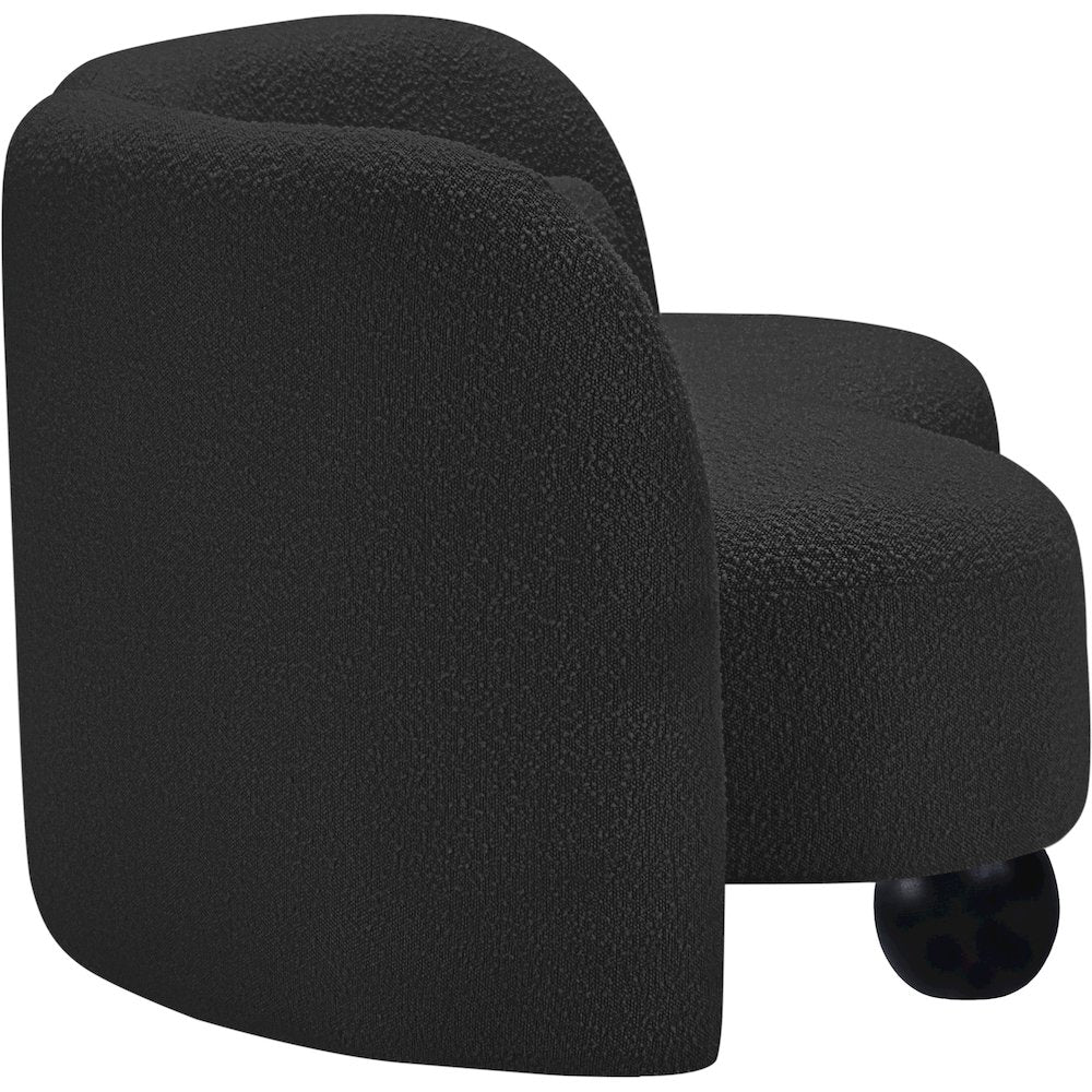 Daphne Black Boucle Fabric Loveseat