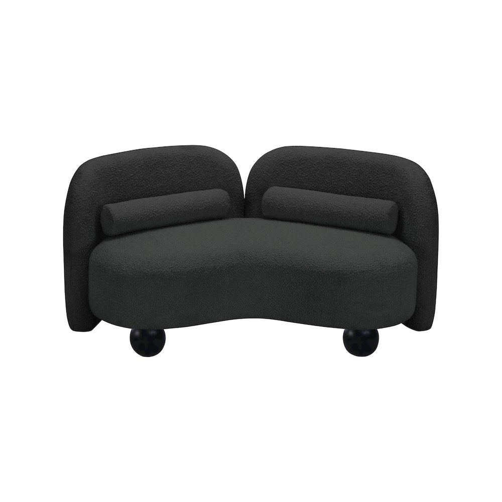Daphne Black Boucle Fabric Loveseat
