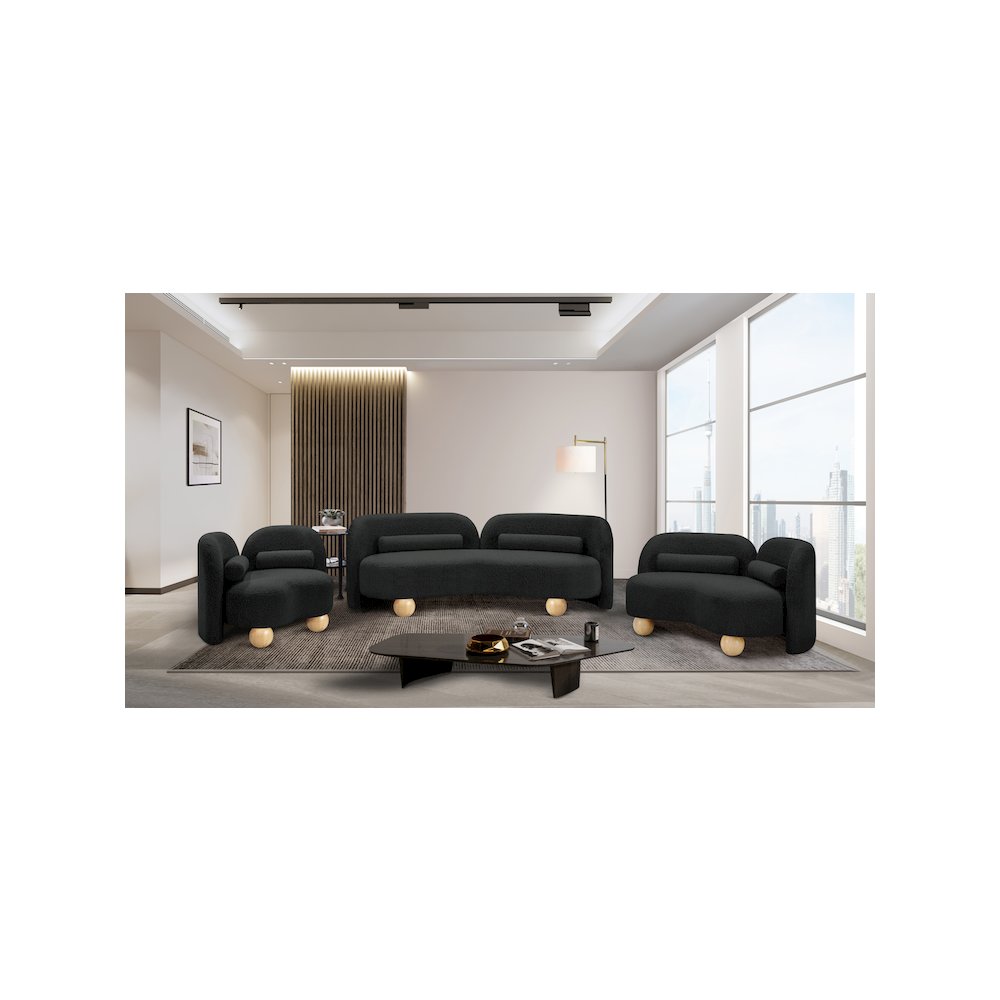 Daphne Black Boucle Fabric Sofa