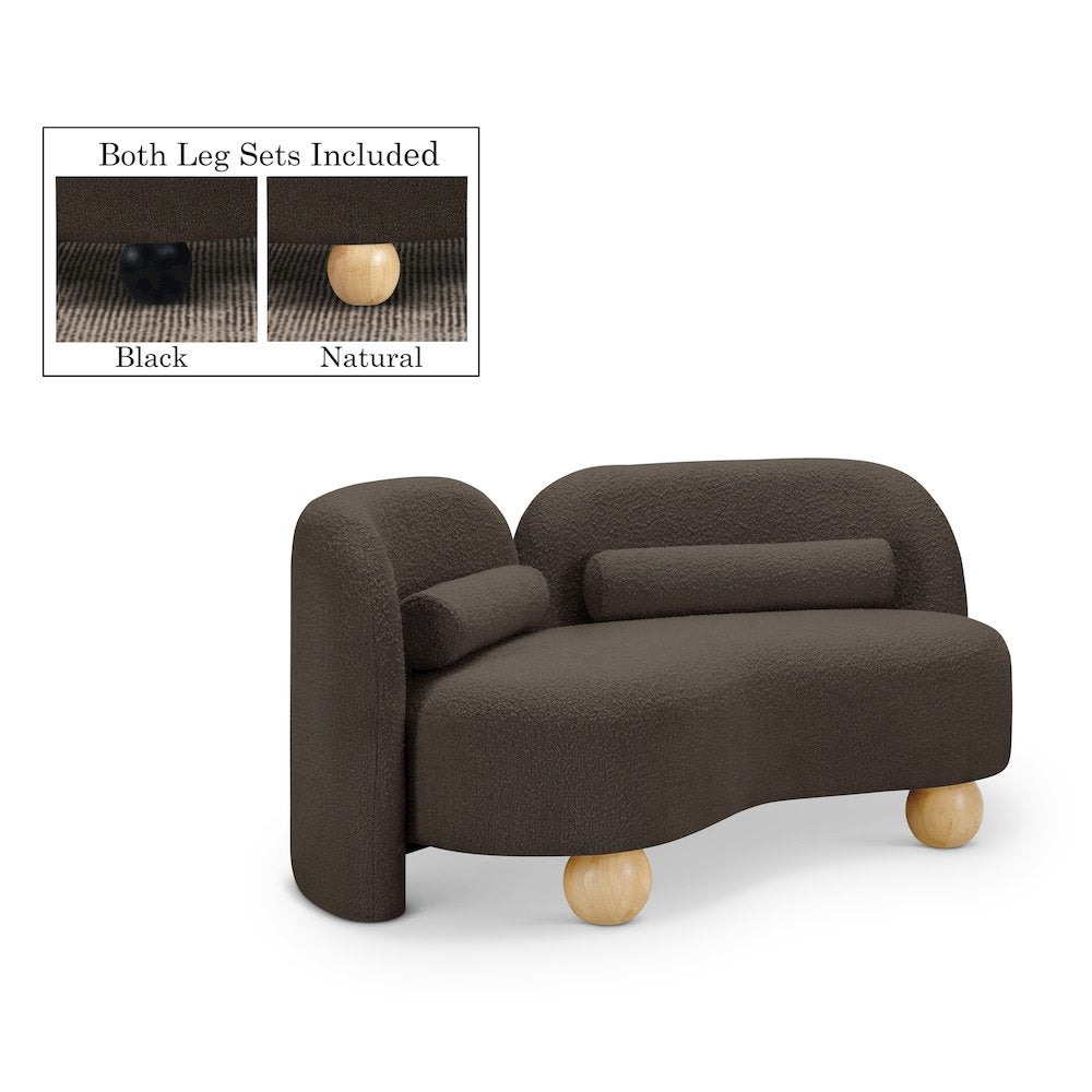 Daphne Brown Boucle Fabric Loveseat