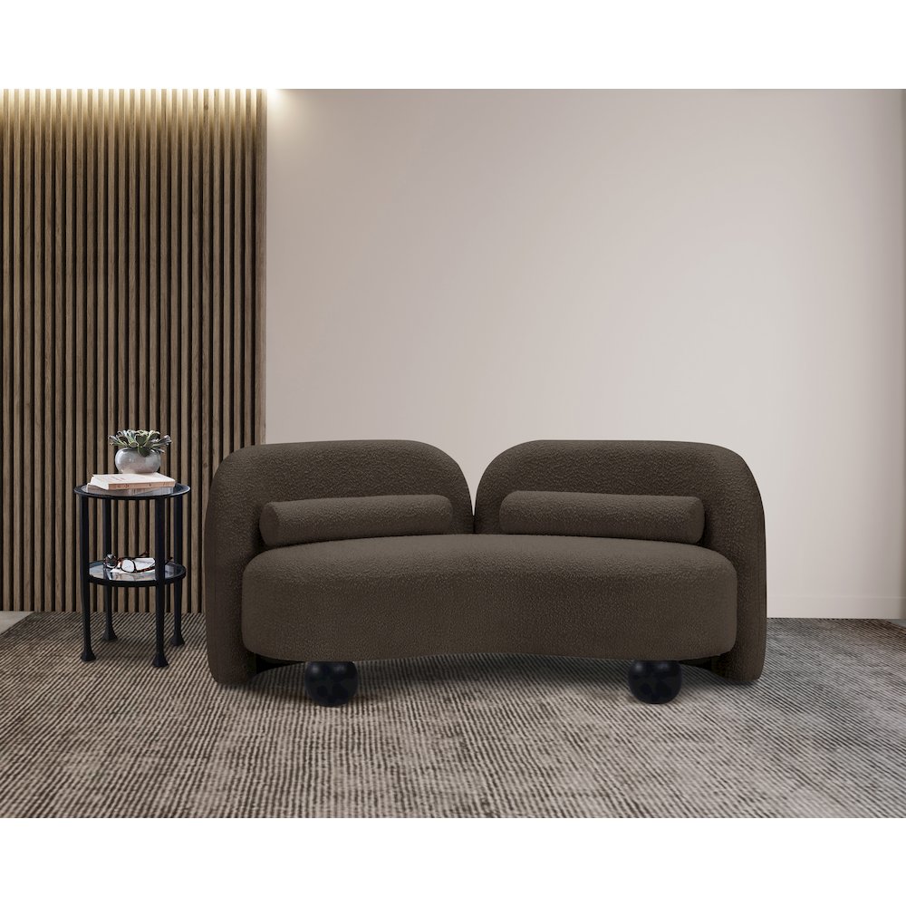 Daphne Brown Boucle Fabric Loveseat