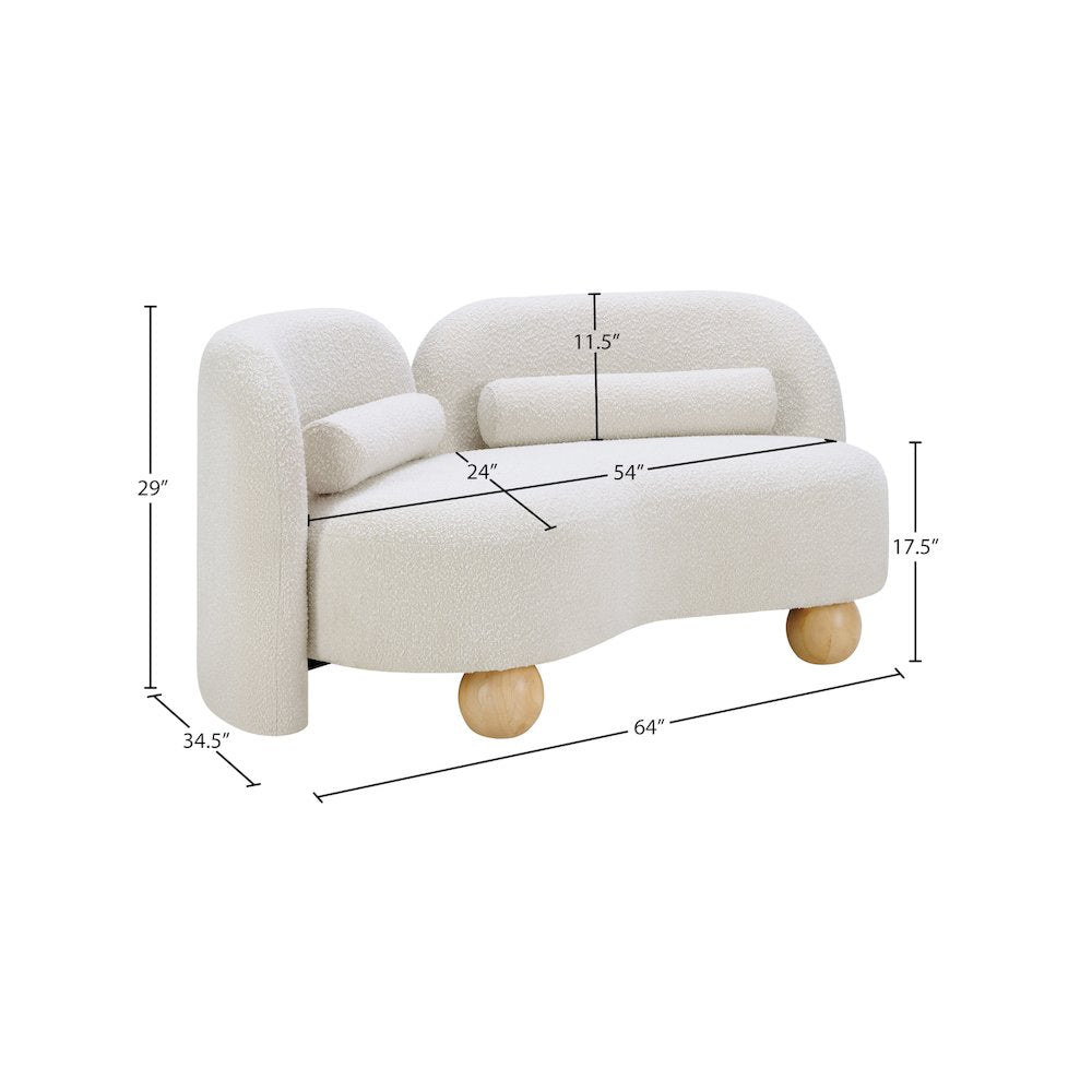Daphne Cream Boucle Fabric Loveseat