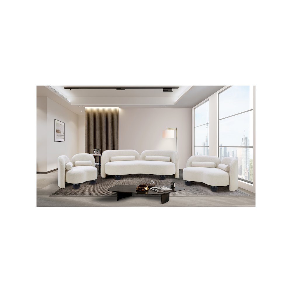 Daphne Cream Boucle Fabric Loveseat