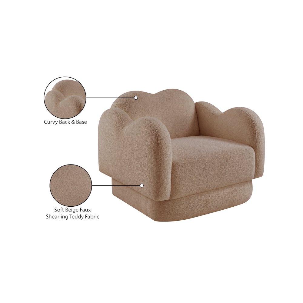 Bloom Beige Teddy Fabric Chair