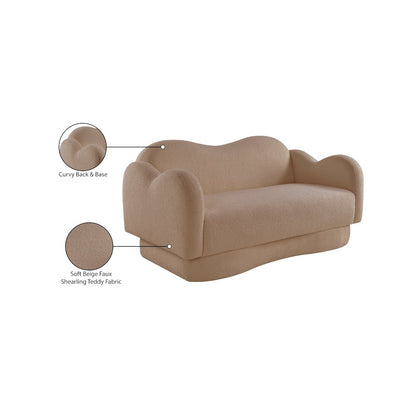 Bloom Beige Teddy Fabric Loveseat