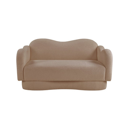 Bloom Beige Teddy Fabric Loveseat