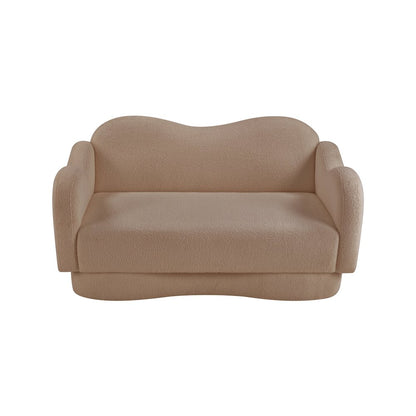 Bloom Beige Teddy Fabric Loveseat