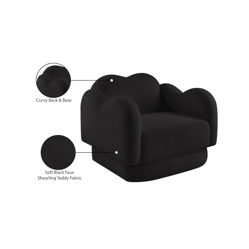 Bloom Black Teddy Fabric Chair