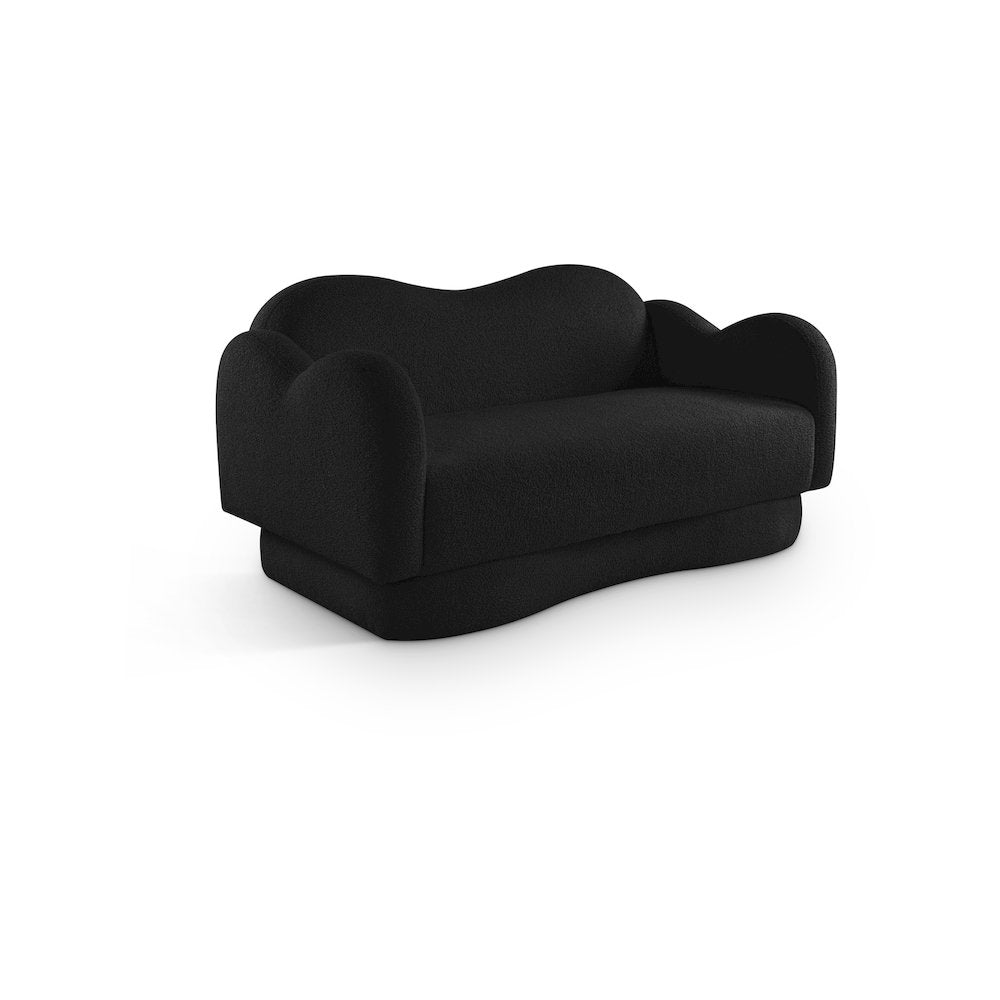 Bloom Black Teddy Fabric Loveseat