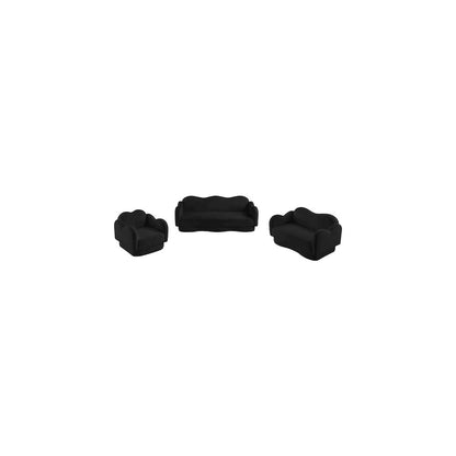 Bloom Black Teddy Fabric Loveseat