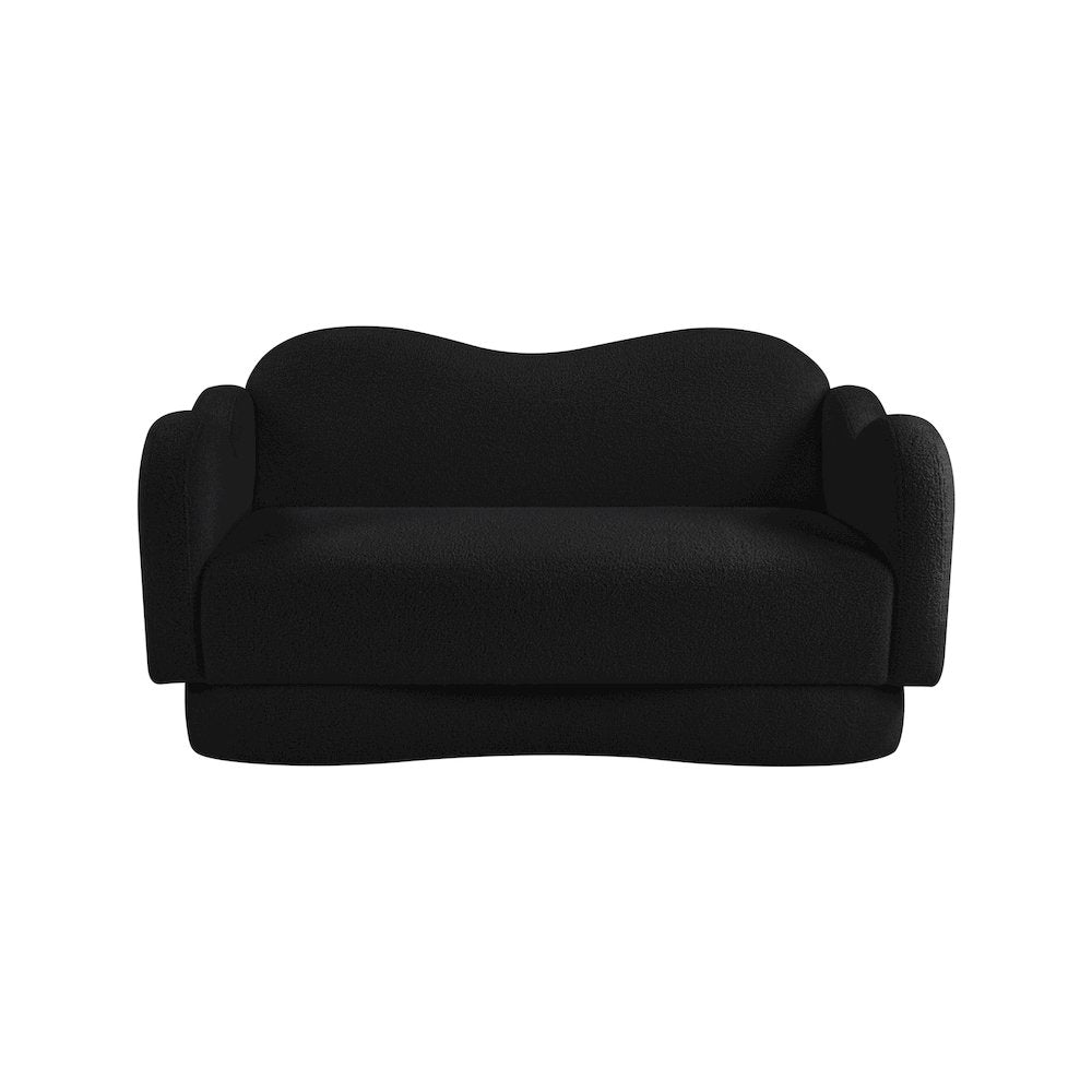 Bloom Black Teddy Fabric Loveseat